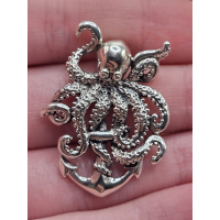 Echt zilveren hanger Inktvis met Anker 